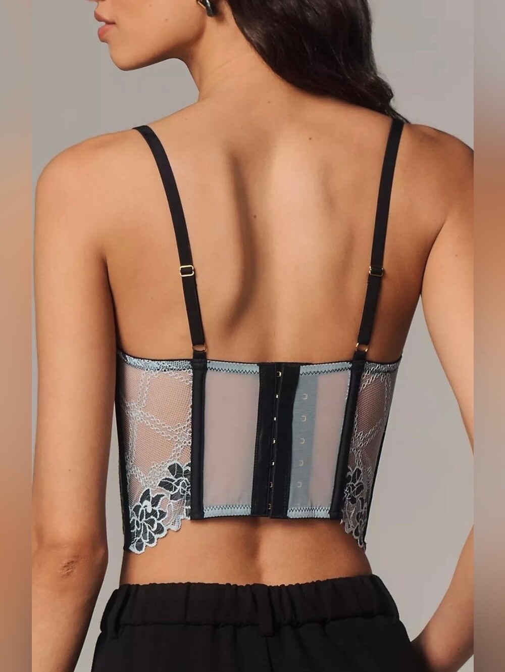 Anthropologie Lace And Mesh Floral Corset Bralette - Picture 2 of 4